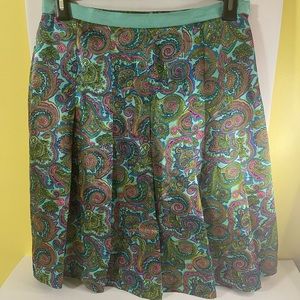Olivia & Grace Paisley pleated skirt 100% silk size 12‎